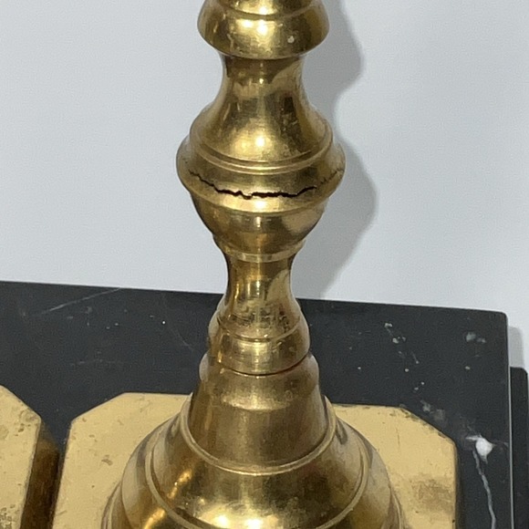 Andrea By Sadek Vintage Solid Brass Taper Candleholders Set Of 2 - Picture 5 of 12